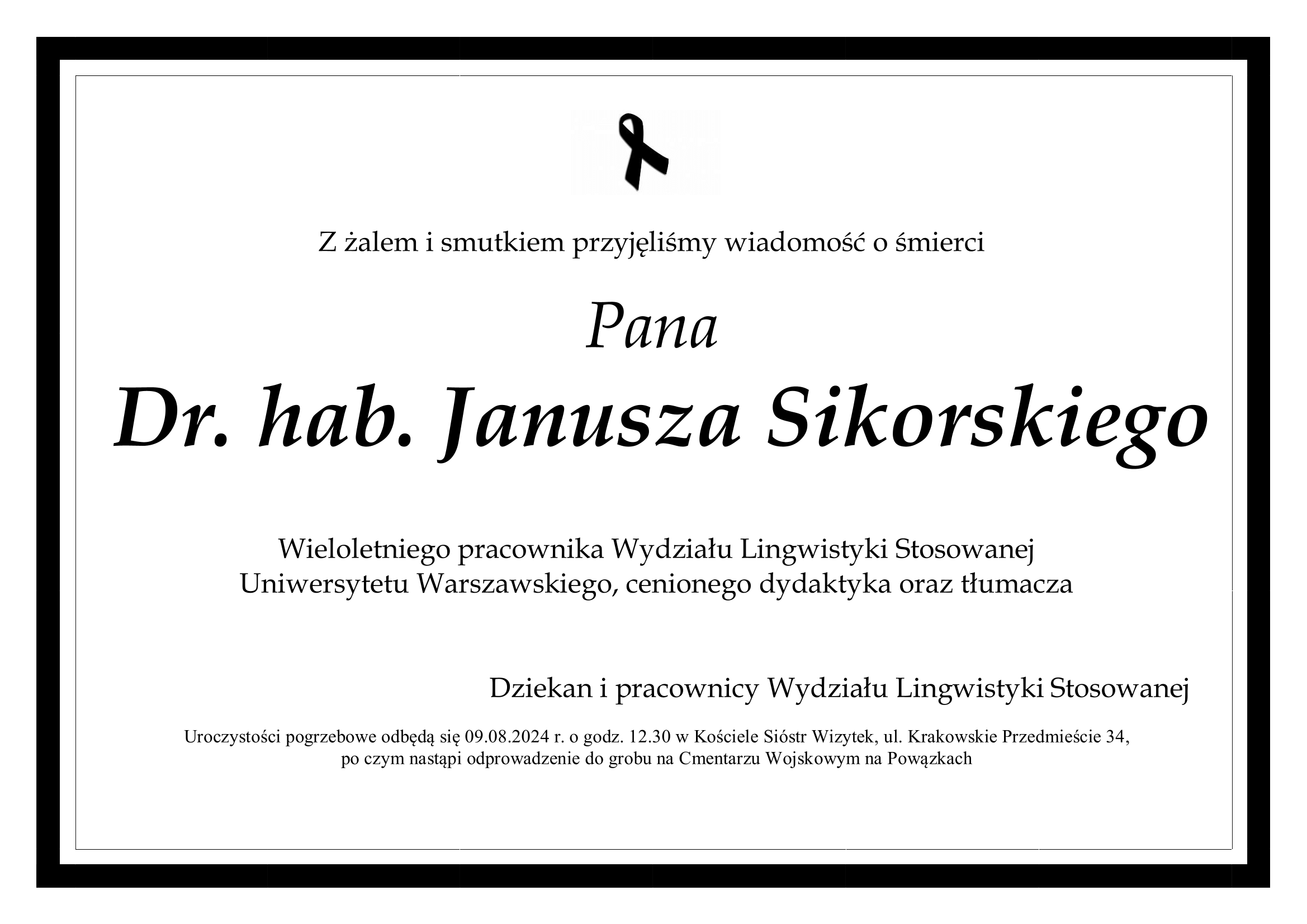 Nekrolog Dr. hab. Janusz Sikorski